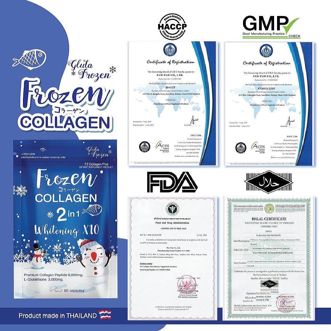 Frozen Collagen 2 in 1 (60 Caps) Brighten and Tighten Your Skin